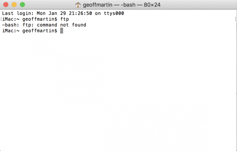 mac terminal ftp command not found